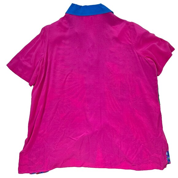 RARE Vintage Tropical Silk Shirt w/ Colorful Parrot & Sequins Rare Diana Gilman - Picture 8 of 9